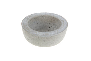 Cement round pot for home decoration plant in white background in diy homemade concept