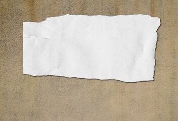Old piece of paper sheet torn up mockup on brown sand floor wall background mock up