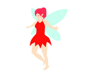 Red fairy character design illustration