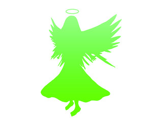 Green gradient silhouette of the angelic goddess