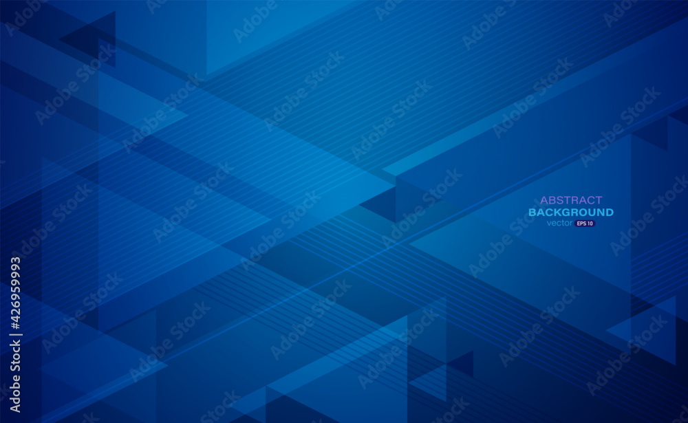 Sticker geometric abstract background. blue triangle shapes with lines stripe and light composition. modern 