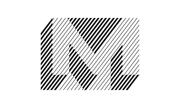 The letter M made with abstract line techniques
