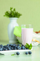 Blueberry yogurt and berries.