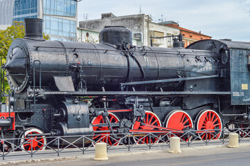 old steam vapor locomotive italian train in italy
