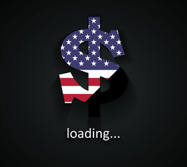 Dollar loading with USA flag, money coming to me background template