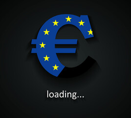 Euro loading with European Union flag, money coming to me background template