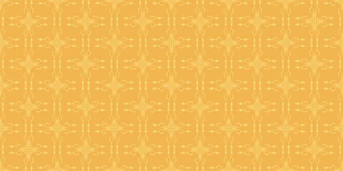 Bright background pattern with floral ornaments on a yellow background, great for holiday covers, wallpapers. Seamless pattern, texture for your design. Vector image 
