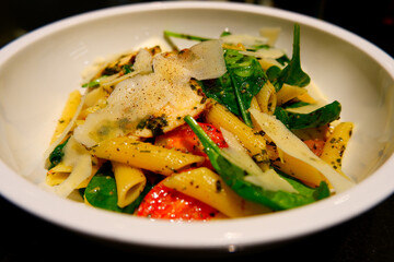 Healthy plate of loaded chicken breast salad 