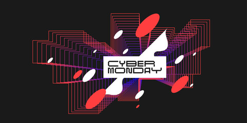 Cyber Monday banner. Modern backgrounds with abstract elements and dynamic shapes.