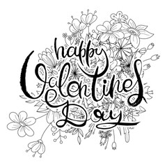 Hand lettering grunge card with flower background. Handcrafted doodle letters in retro style. Hand-drawn vintage typography