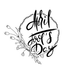 Hand lettering grunge card with flower background. Handcrafted doodle letters in retro style. Hand-drawn vintage typography