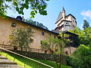 Sanctuary of San Romedio is located among forests in Сoredo, Italy.