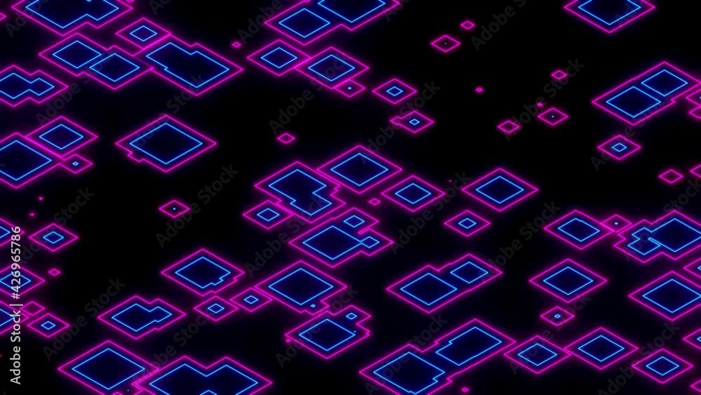 Wall mural 4k video animation of abstract pink and blue color square shape-changing into random shapes seamless