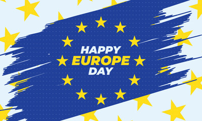 Europe Day is a day celebrating "peace and unity in Europe" celebrated on 5 May by the Council of Europe and on 9 May by the European Union. Poster, card, banner, background design. 