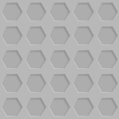 Abstract seamless pattern with hexagon holes in gray colors