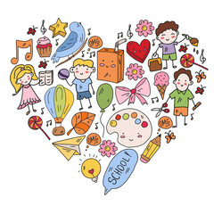 Small children play and grow. Kindergarten. Online education.