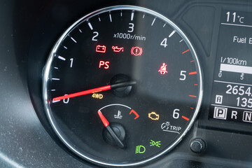 car dashboard close up