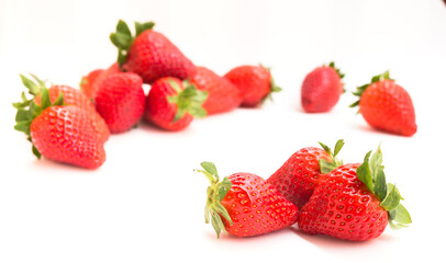 fresh appetizing strawberries on a white background