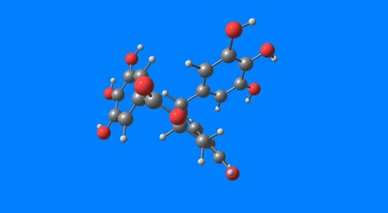 Epigallocatechin gallate molecular structure isolated on blue