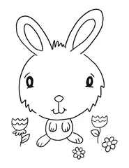 Gordijnen Bunny Rabbit Coloring Book Page Vector Illustration Art © Blue Foliage