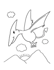 Photo sur Plexiglas Dessin animé Cute Dinosaur Coloring Book Page Vector Illustration Art