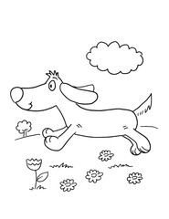 Puppy Dog Coloring Book Page Vector Illustration Art