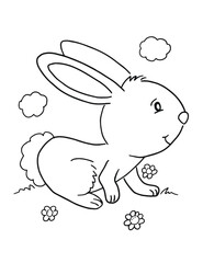 Bunny Rabbit Coloring Book Page Vector Illustration Art