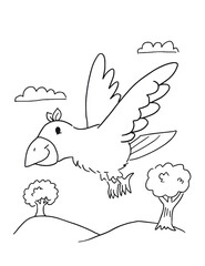 Bird Coloring Book Page Vector Illustration Art