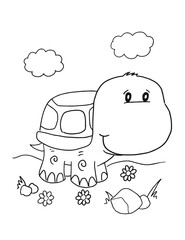 Safari Animal Turtle Coloring Book Page Vector Illustration Art