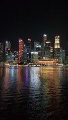 Fototapeta na wymiar Night scene by the river, Singapore