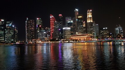 Fototapeta na wymiar Night scene by the river, Singapore
