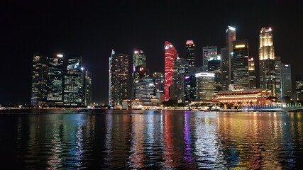 Fototapeta na wymiar Singapore night scene by the river