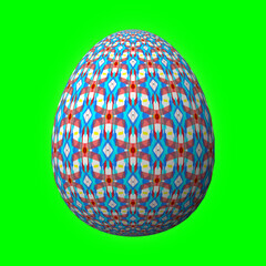Happy Easter, Artfully designed and colorful 3D easter egg, 3D illustration on green