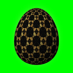 Happy Easter, Artfully designed and colorful 3D easter egg, 3D illustration on green