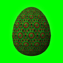 Happy Easter, Artfully designed and colorful 3D easter egg, 3D illustration on green