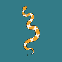 Hand drawn abstract snake in modern, trendy colors, taro cards and boho concept, minimalism art.
