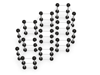 Hexagonal crystal cell 3d rendering