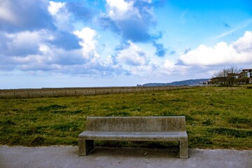 Bench with nice views and blue sky