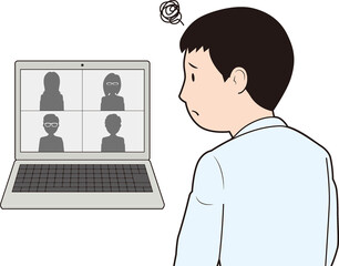 Web会議で困る男性