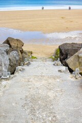 Path to the beach with blue ocean