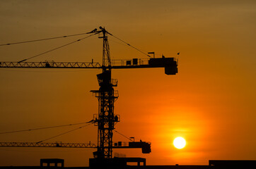 Sunset over Construction field