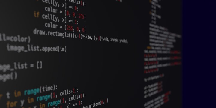 斜めから見た奥行きのあるpythonプログラムコード