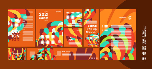 Exhibition Promotion Bundle Template, colorful Theme party, all vector editable sections, ready to be published for a variety of marketing purposes
