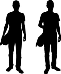 silhouettes of men with purses