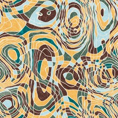Seamless abstract line geo pattern for print. High quality illustration. Wavy lines resembling topographical maps overlaid and then filled for a modern attractive abstract textured surface design.