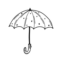 Hand drawn umbrella isolated on a white background. Doodle, simple outline illustration. It can be used for decoration of textile, paper. © irinapugacheva
