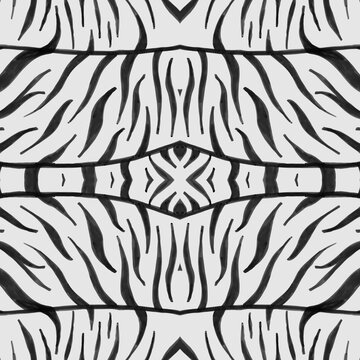 Seamless Zebra Pattern. Watercolor Africa Skin. Gray Fashion Zoo Wallpaper. Tiger Stripes Fabric. Zebra Texture. Grey Camouflage Africa Print. Seamless Zebra Texture. Fashion Wild Background.