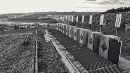 Kugelfanganlage eines Schützenvereines aus der Nähe betrachtet