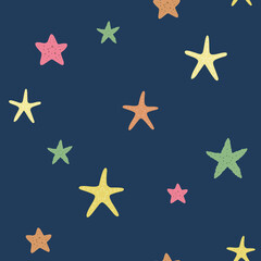 Obraz premium Seamless marine pattern with starfish. Cute kids marine texture for fabric, wrapping, textile, wallpaper, apparel.