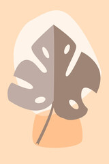 Monstera Leaf boho pattern background. Boho minimalist abstract plant illustration for design nursery wall decor, t shirt print, summer invitations etc